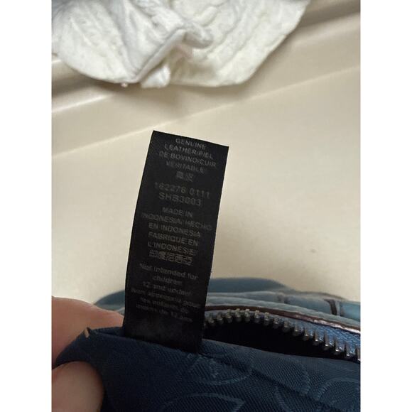 Vintage Y2K Fossil Robin Egg Blue Cross Body Pebble Leather Bag Retro Utility - Picture 11 of 11